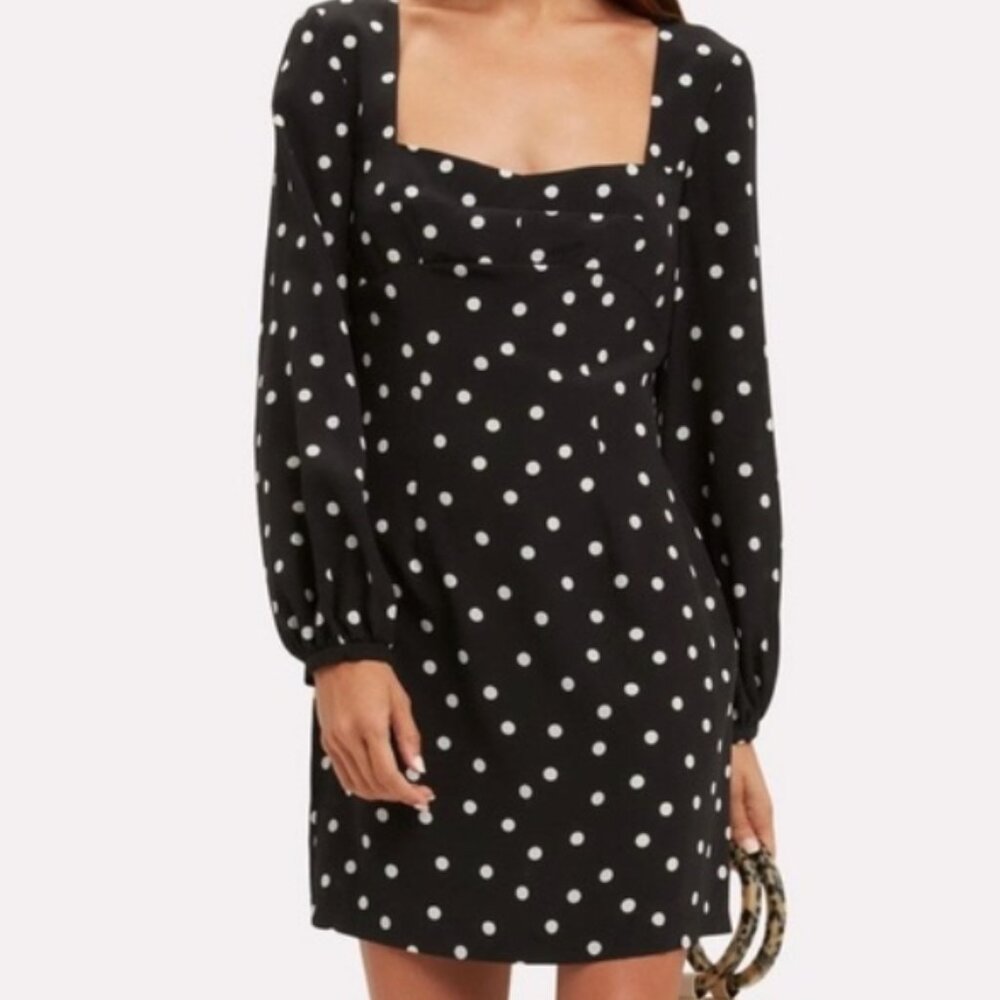 Intermix 100% Silk Long Sleeve April Polka Dot Dress XS $325 - Picture 5 of 14